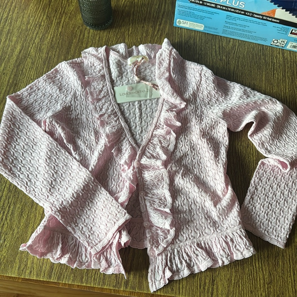 BRAND NEW LOVE SHACK FANCY (lsf) blush pink cardigan